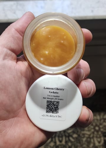 Customer photo review of Lemon Cherry Gelato THCA Badder