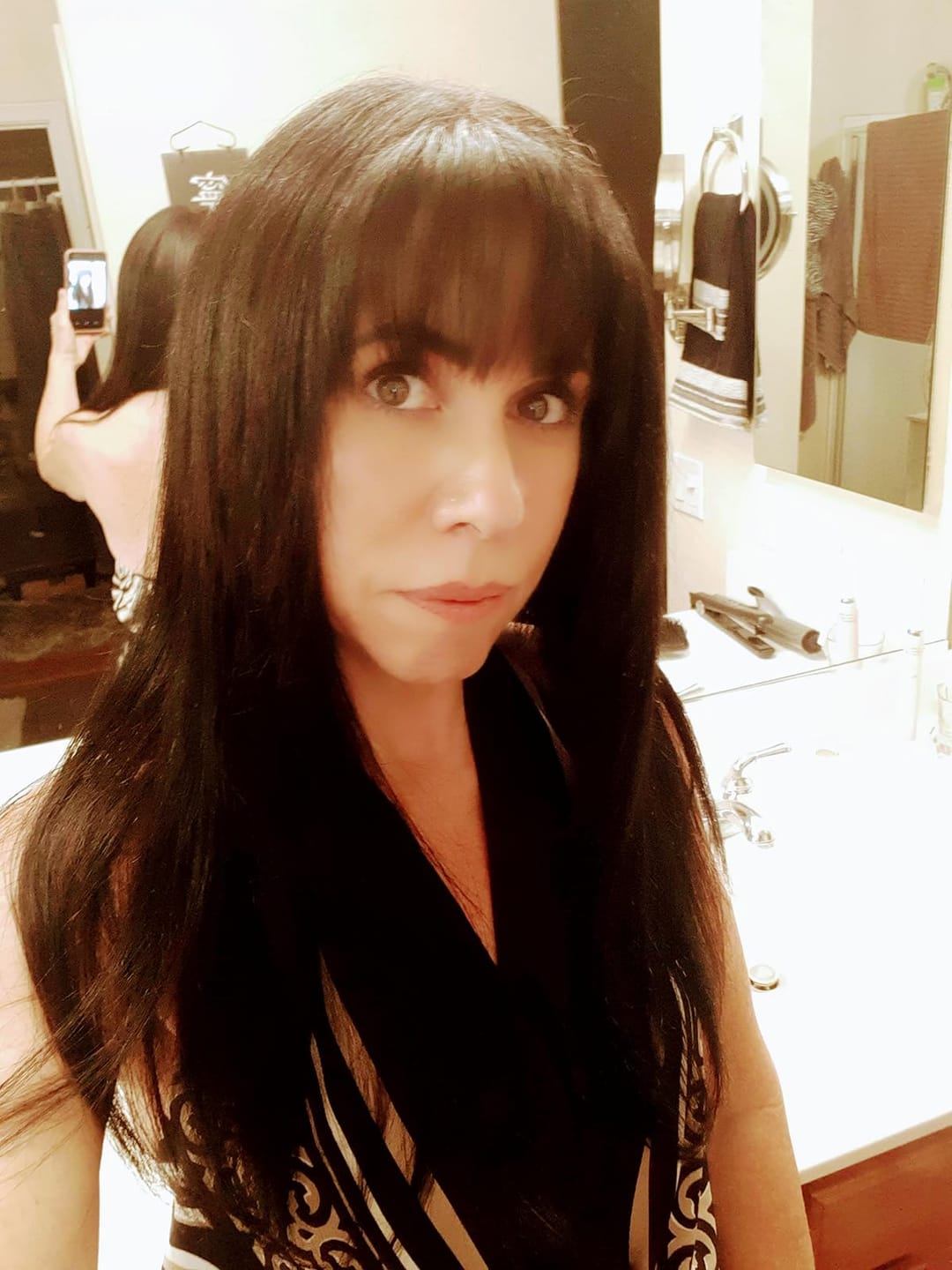 Customer photo review of Virgin Flat Weft Extensions Professional Human Hair Weft Dark Brown #4