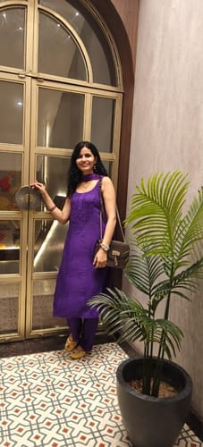 Customer photo review of Haania Deep Purple Noodle Strap 3 Piece Kurta set