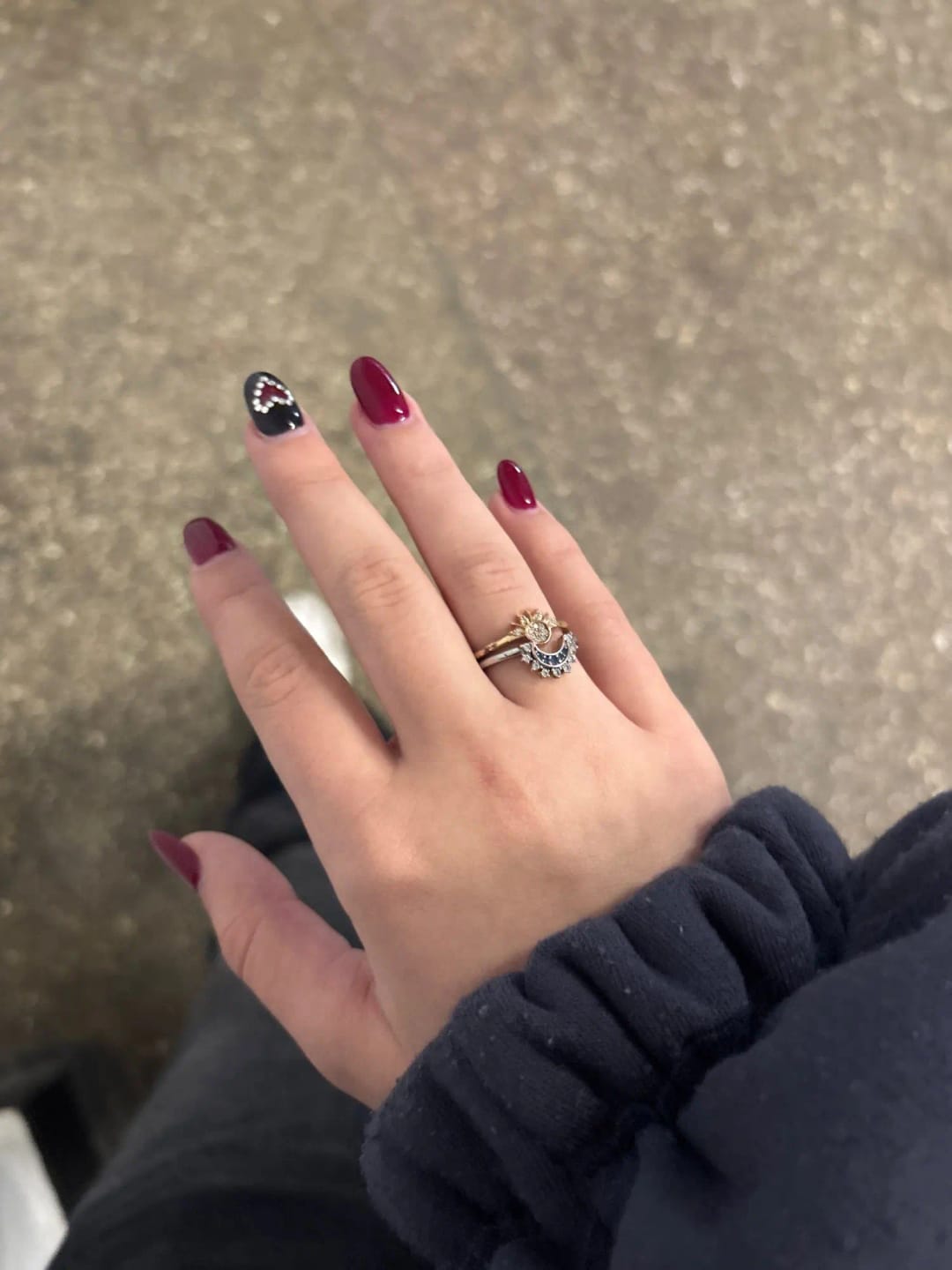 Customer photo review of Brietta Celestial Sun & Moon Ring Set - Hand-Finished 14k Gold-Plated Stackable Jewelry