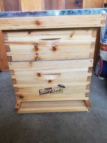 Customer photo review of (No Frame No Foundation)MayBee Hives Beekeeping Accessories Kit Hive Beeswax Coated 10 Frame Langstroth Beehive Include 1 Bee Deep Body And 1 Bee Super Hive Body (Metal Queen Excluder,Solid Bottom Board)