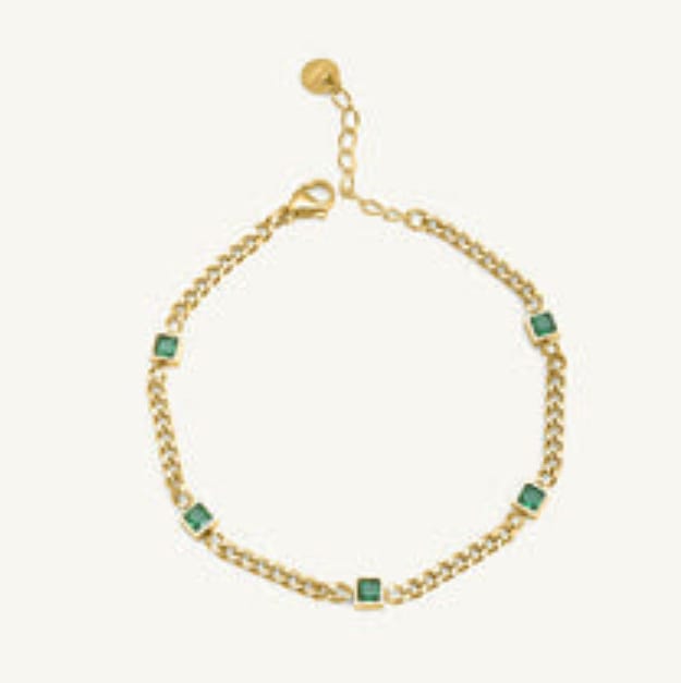 Customer photo review of Gold Green Gem Chain Bracelet