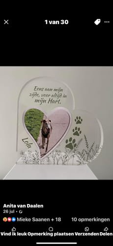 Customer photo review of Eens aan mijn zijde - Gepersonaliseerd glazen hart