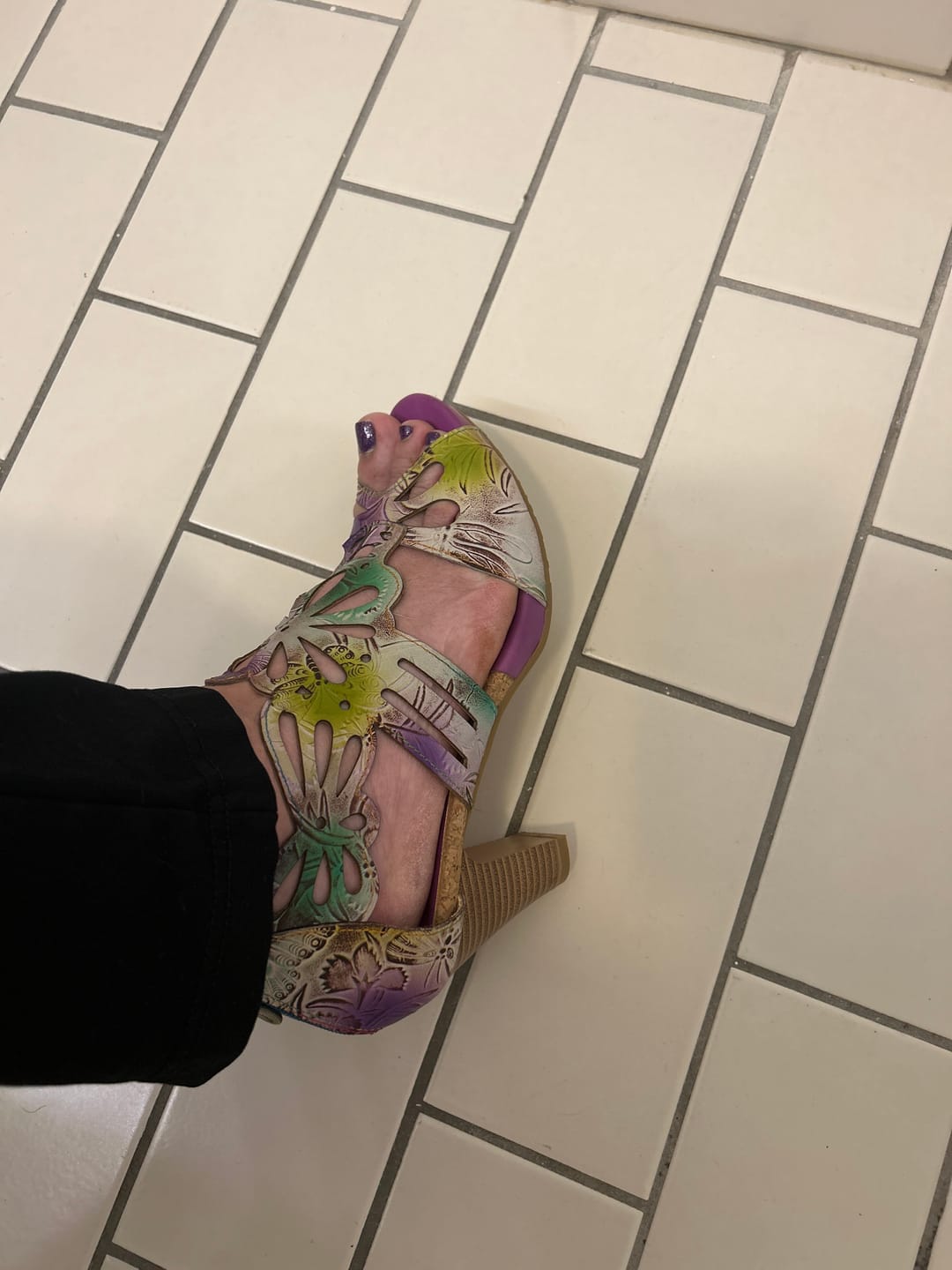 Customer photo review of Bohemia Leather Block Heel Comfy Sandals