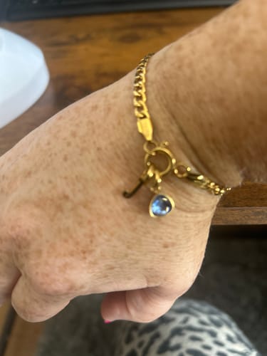 Customer photo review of Letter & birthstone bracelet gold