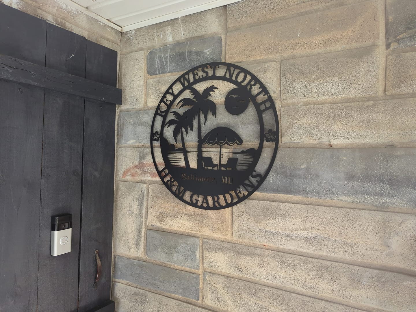 Customer photo review of Beach Palm Metal Sign