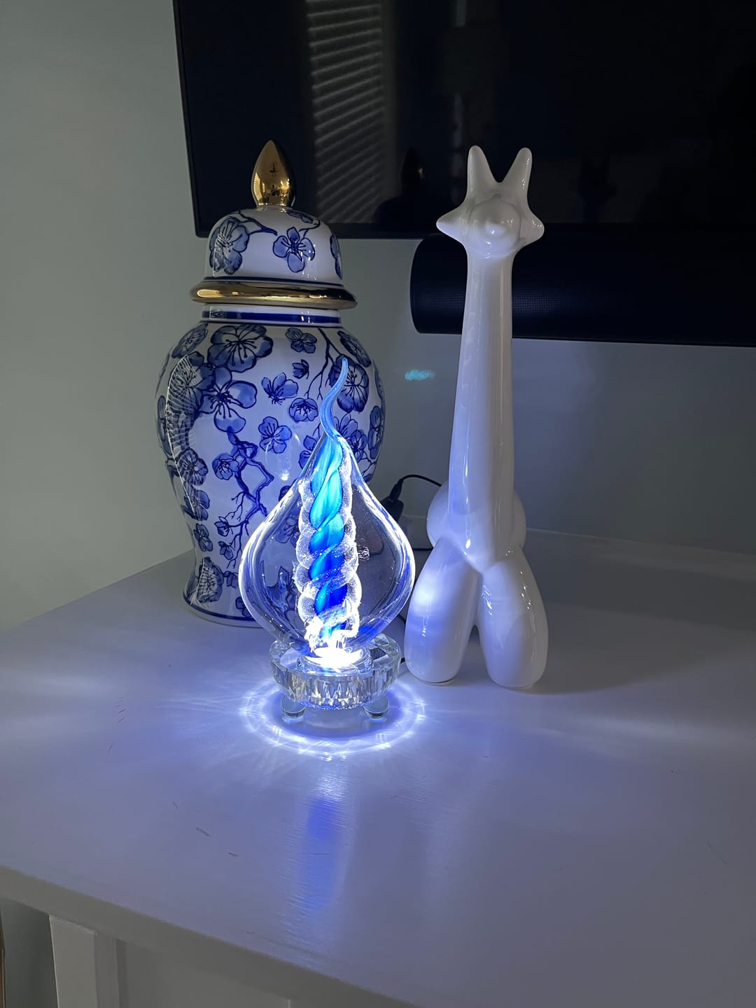Customer photo review of Memorial Glass Flame with Cremation Ashes
