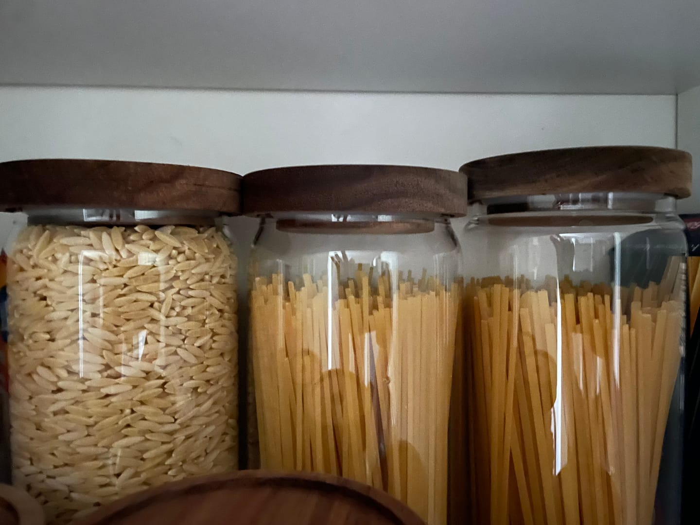Customer photo review of Glass Acacia Pantry Jars