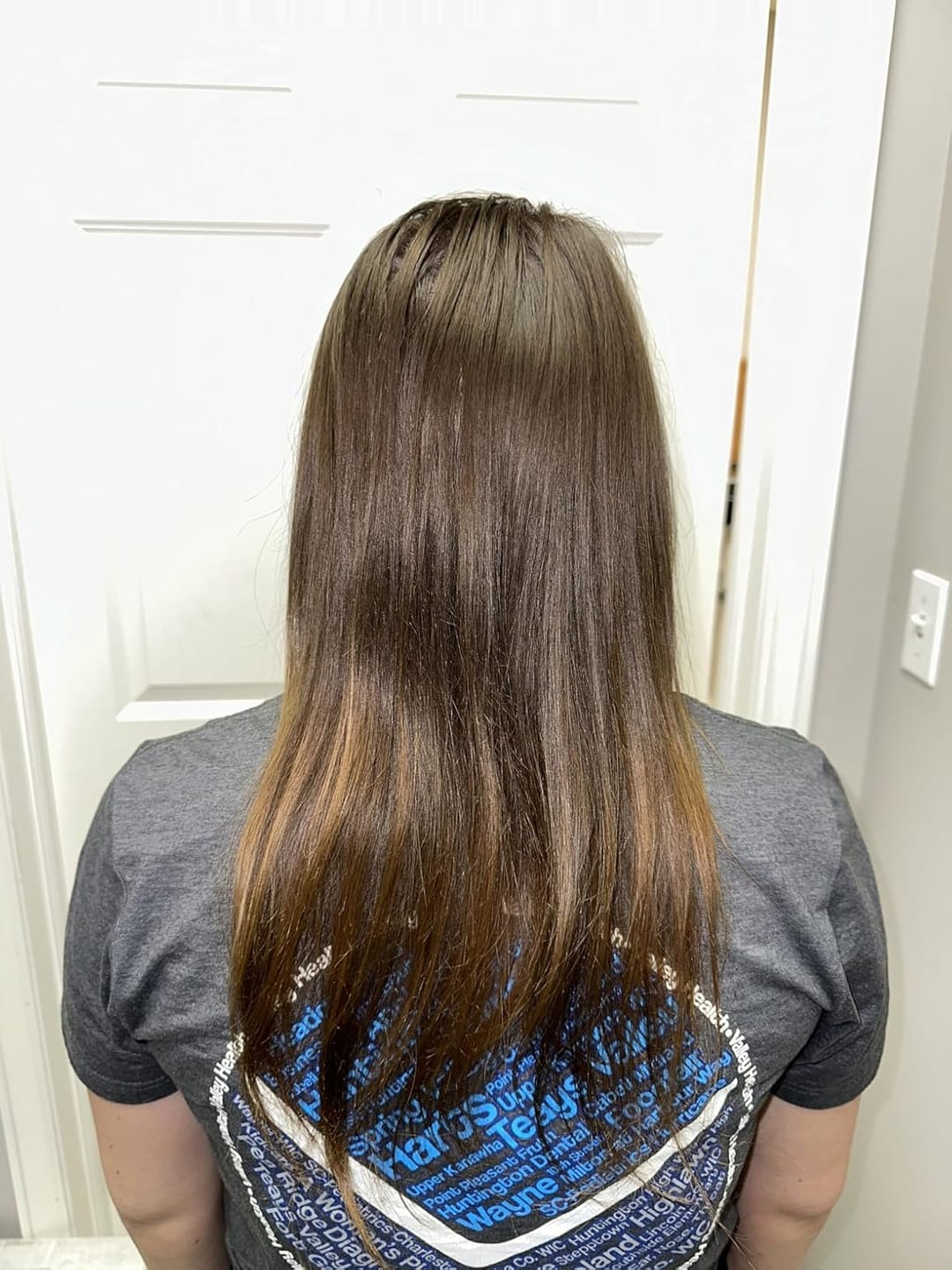 Customer photo review of Flat Weft Hair Extensions Virgin Hair Weft Balayage Darkest Brown #DU