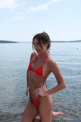 Customer photo review of 008 Micro Bikini Bottoms - Siren Red