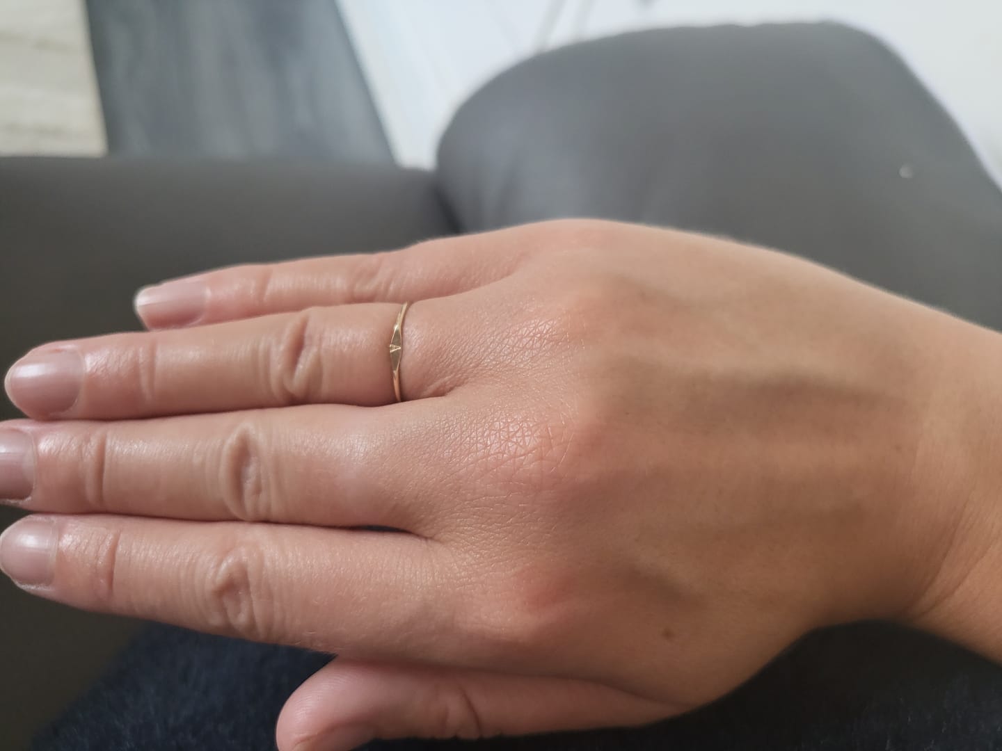 Customer photo review of 14K Gold Tiny Signet Ring
