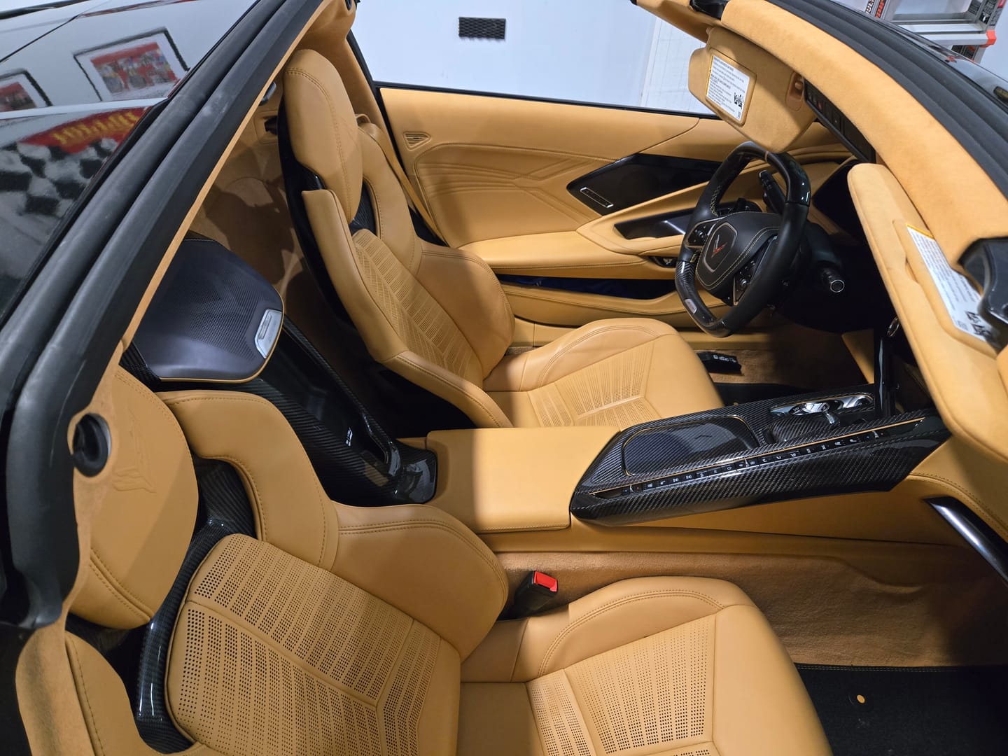 Customer photo review of C8 Corvette Carbon Fiber Upper Right Center Console Cover