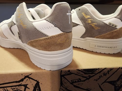 Customer photo review of 2 Corinthians 5:7 Premium Sneakers