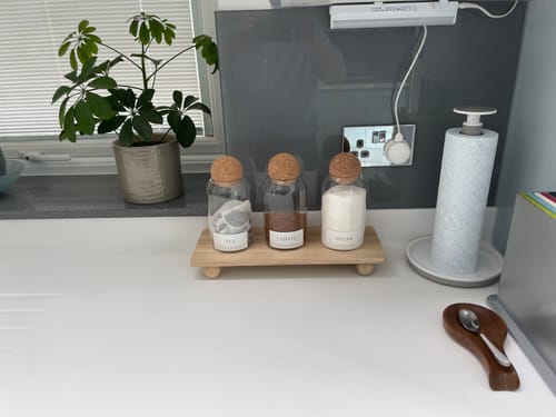 Customer photo review of Set of 3 Cork Ball Glass Jars - Tea, Coffee and Sugar 800ml