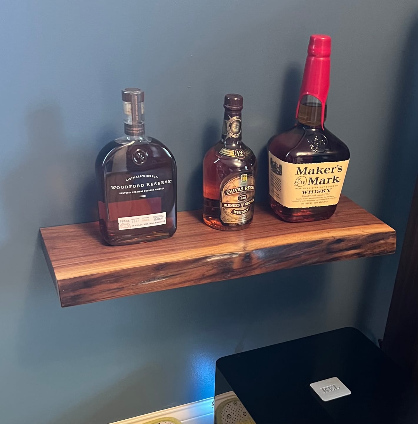 Customer photo review of Live Edge Walnut Floating Shelves