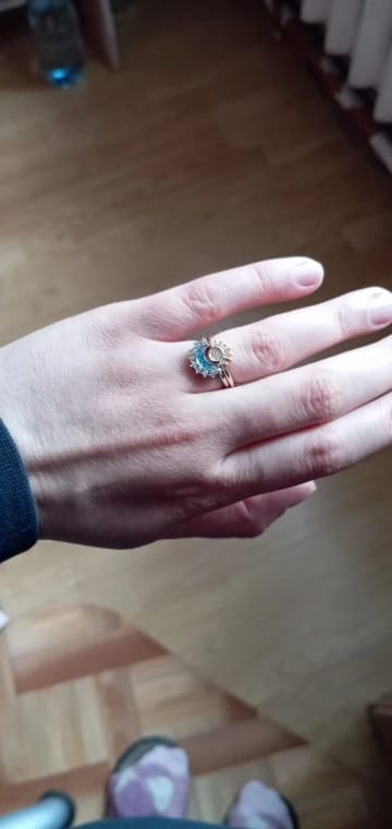Customer photo review of Brietta Celestial Sun & Moon Ring Set - Hand-Finished 14k Gold-Plated Stackable Jewelry