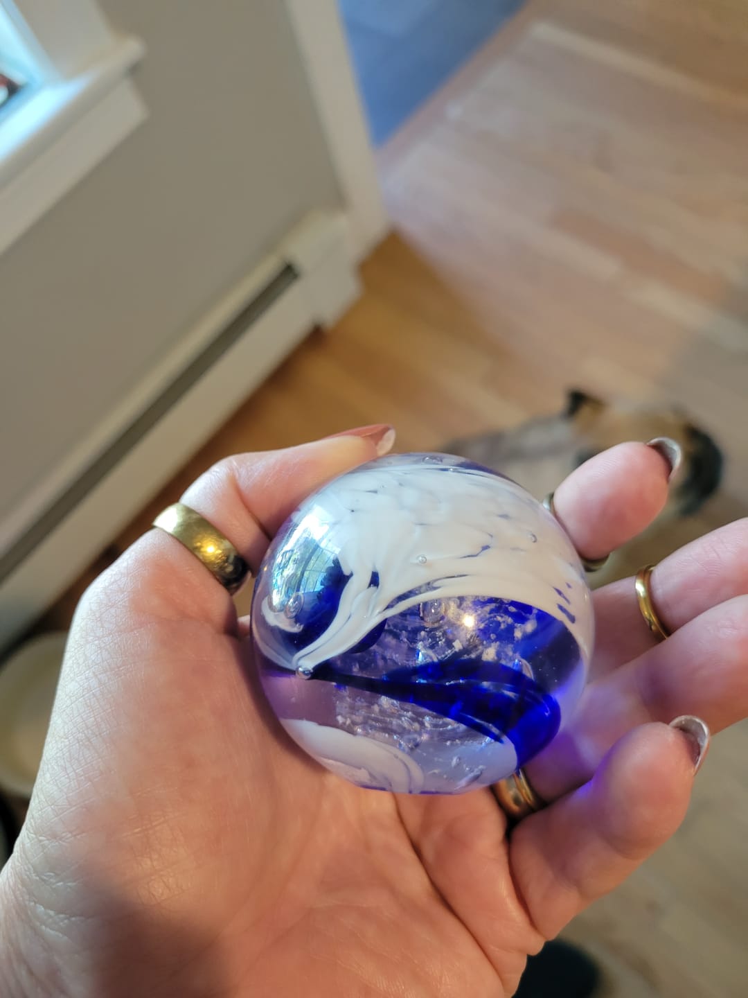 Customer photo review of Glimmer Orb with Cremation Ashes