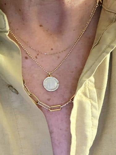 Customer photo review of Petite Mother Mary Necklace