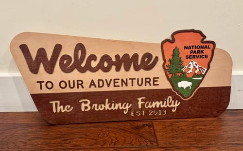 Customer photo review of 3D National Park Service Family Name Welcome Sign (Bison Design)