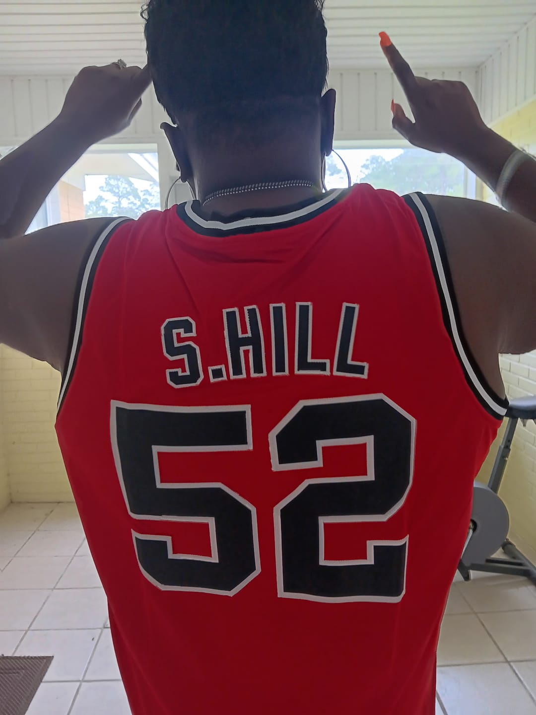 Customer photo review of Custom Red Black-White Classic Tops Basketball Jersey