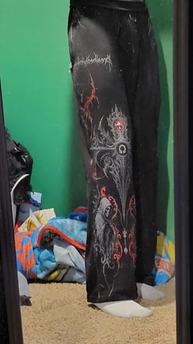 Customer photo review of Blood Oath Uncuffed luxury sweatpants [NIGHTMARE]