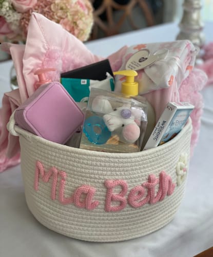 Customer photo review of Baby Knits™ Personalized Knitted Basket