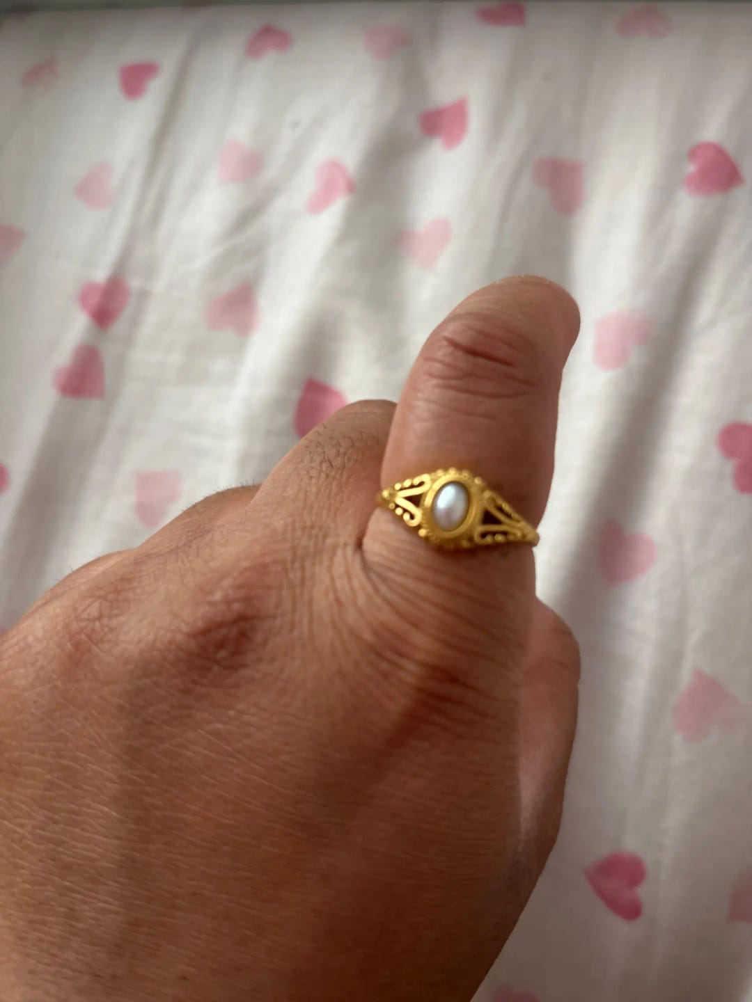 Customer photo review of Harper - Women's Ring - 18K Gold Plated Freshwater Pearl, Hypoallergenic