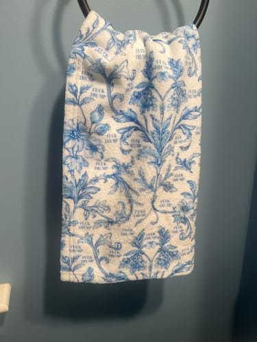 Customer photo review of Subtle F*ck Trump Toile de Jouy Hand Towel