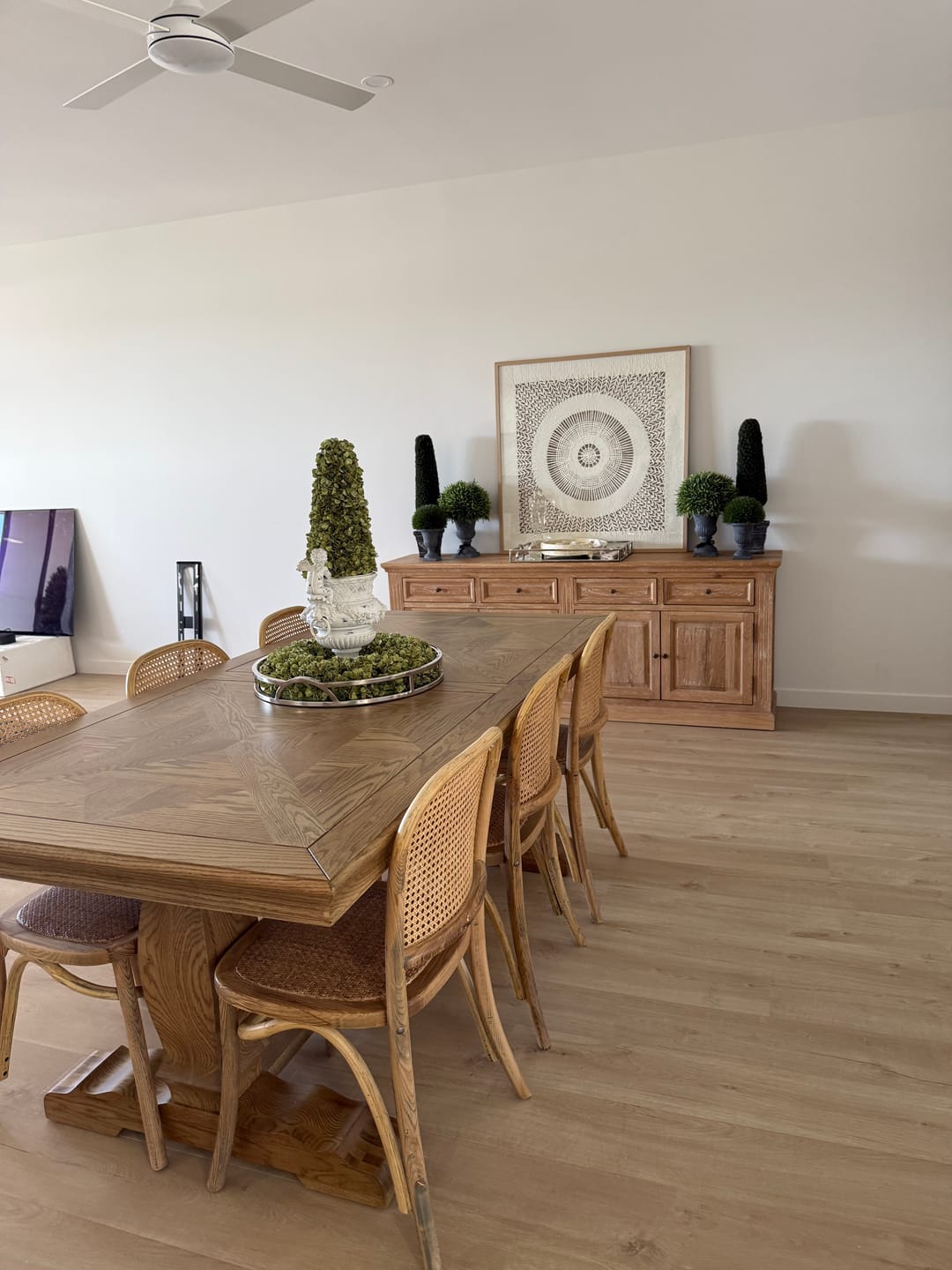 Customer photo review of Kensington Parquetry Natural Oak Dining Table