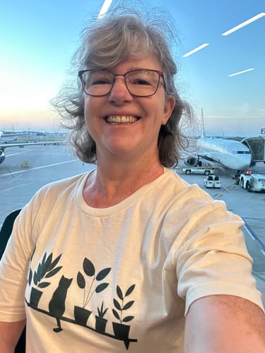 Customer photo review of Cat Among Houseplants T-Shirt