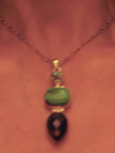 Customer photo review of Premium Tibetan Turquoise, Lapis Lazuli, Blue Topaz Pendant 2 1/4" (.925 Sterling Silver)