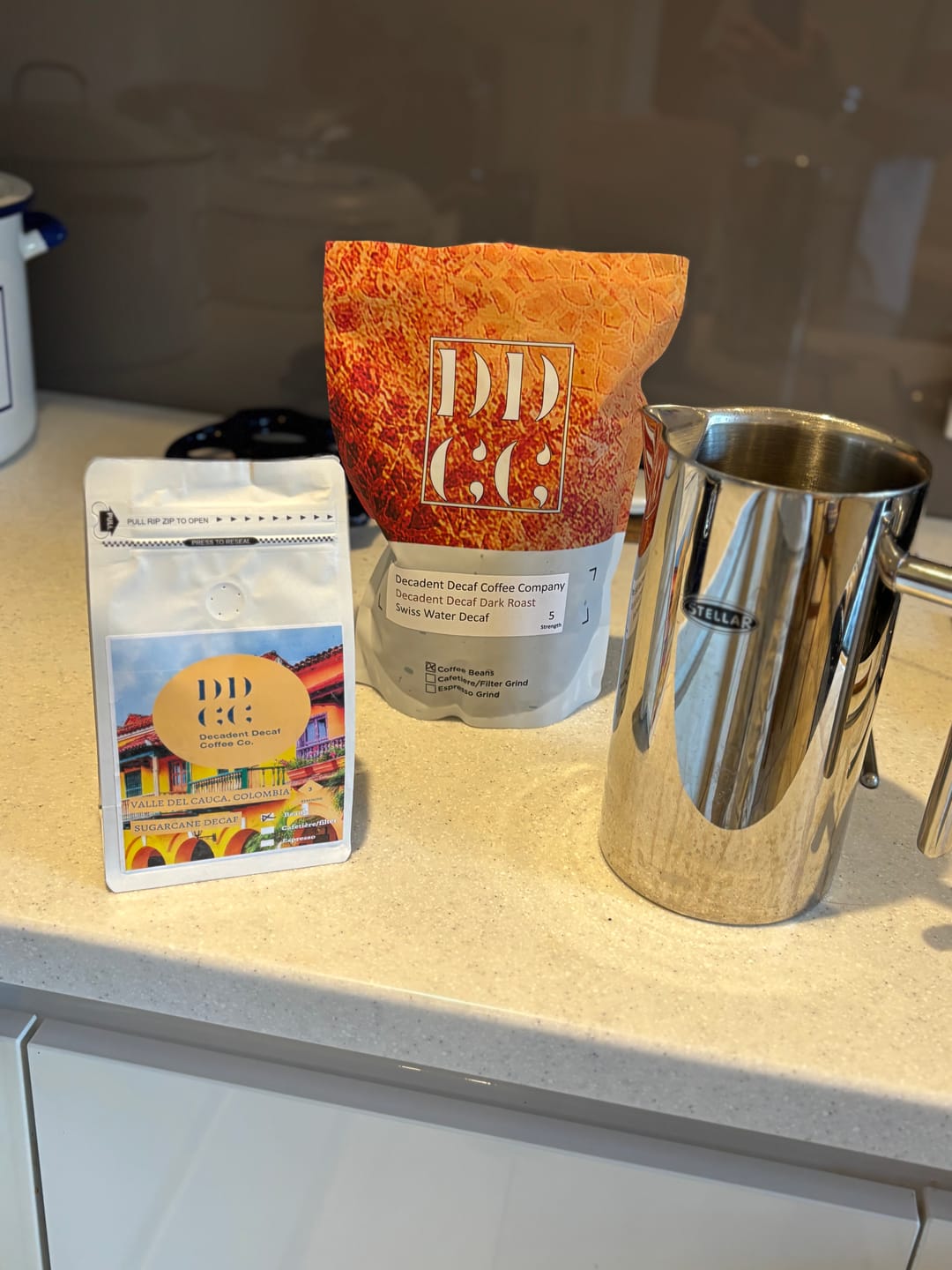 Customer photo review of Costa Rica Decaffeinated Coffee - Swiss Water Decaf Process - Strength 4 - Decadent Decaf