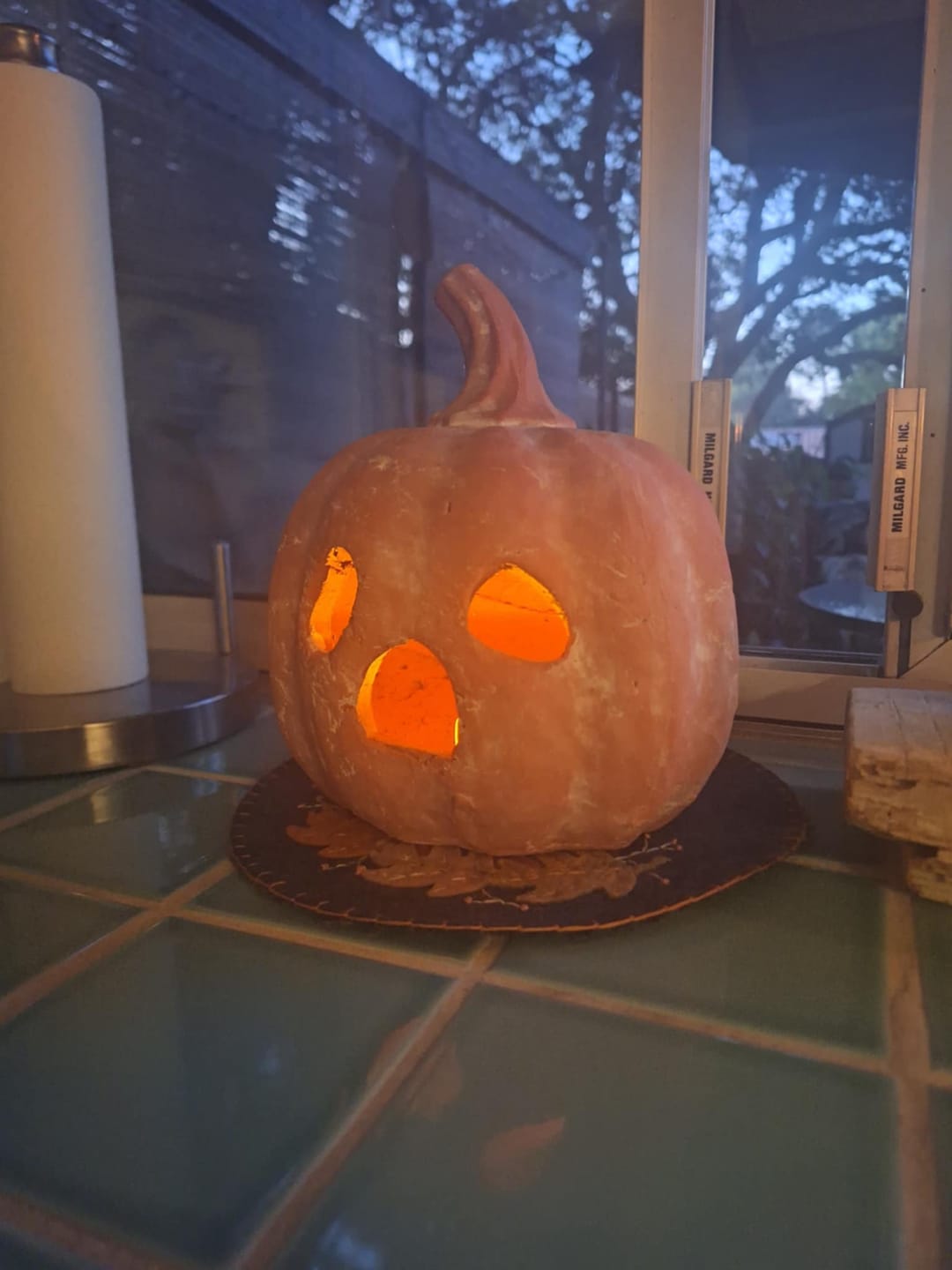 Customer photo review of Terracotta Ghost Face Pumpkin | Whitewashed