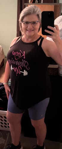 Customer photo review of Keep Showing Up Rocker Tank Top