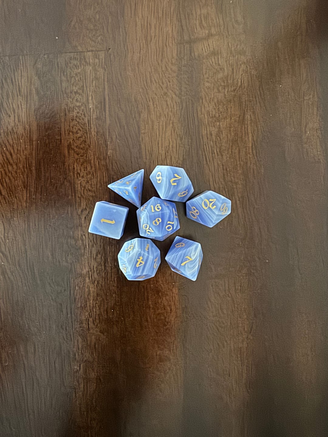 Customer photo review of Gemstone Blue Lace Agate Eye Stone Hand Carved DND Dice Set