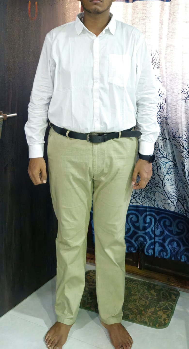 Customer photo review of Delight + Kansas - White Shirt with Light Green Trouser Combo For Men | Uathayam
