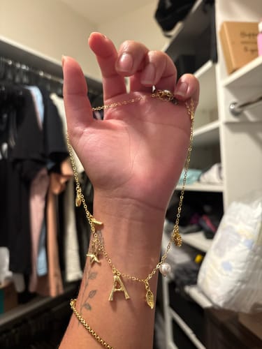Customer photo review of GOLD OCEAN LETTER NECKLACE