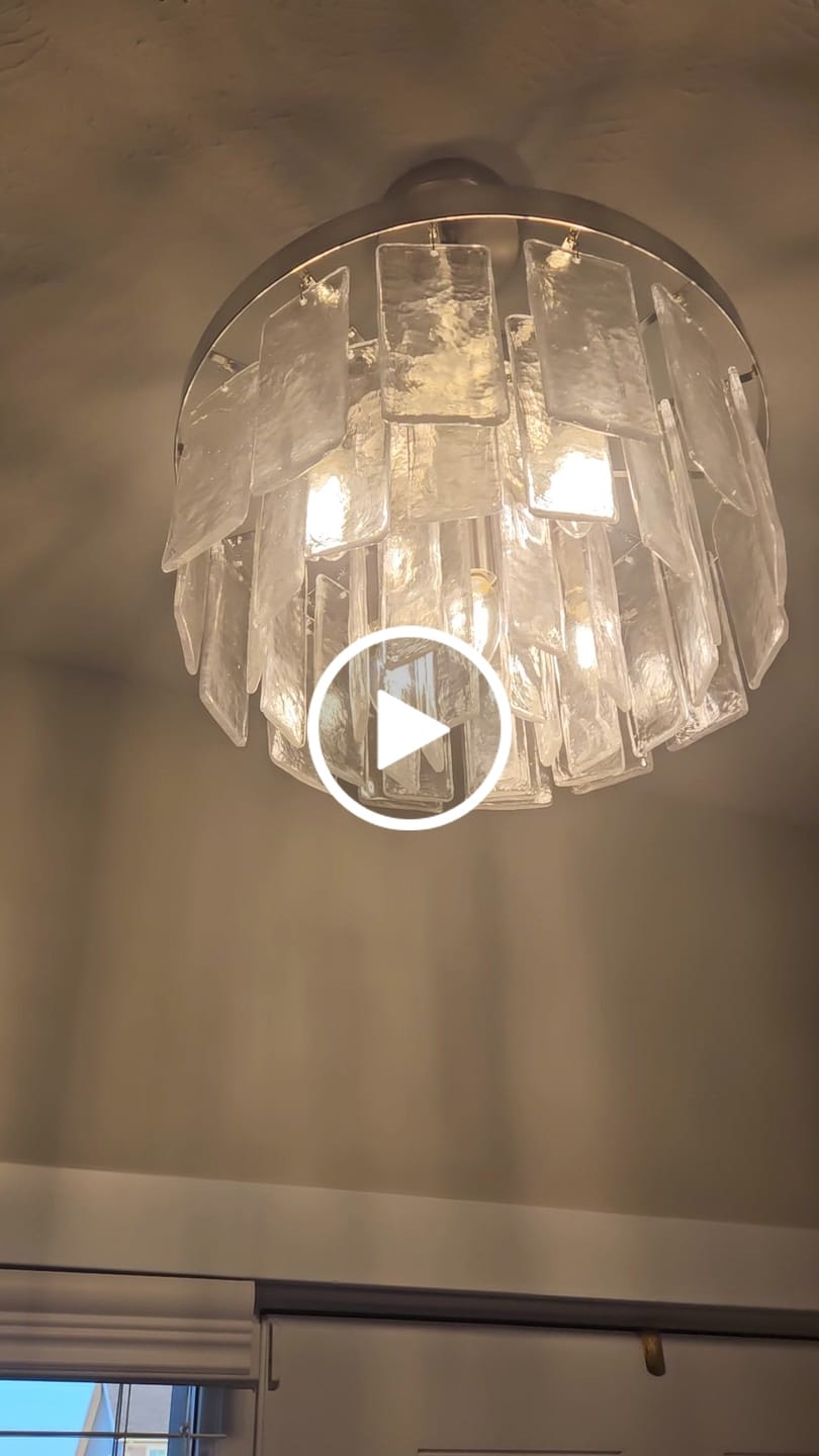 Customer video review of Tiered Hammered Water Glass Round Semi Flush Mount