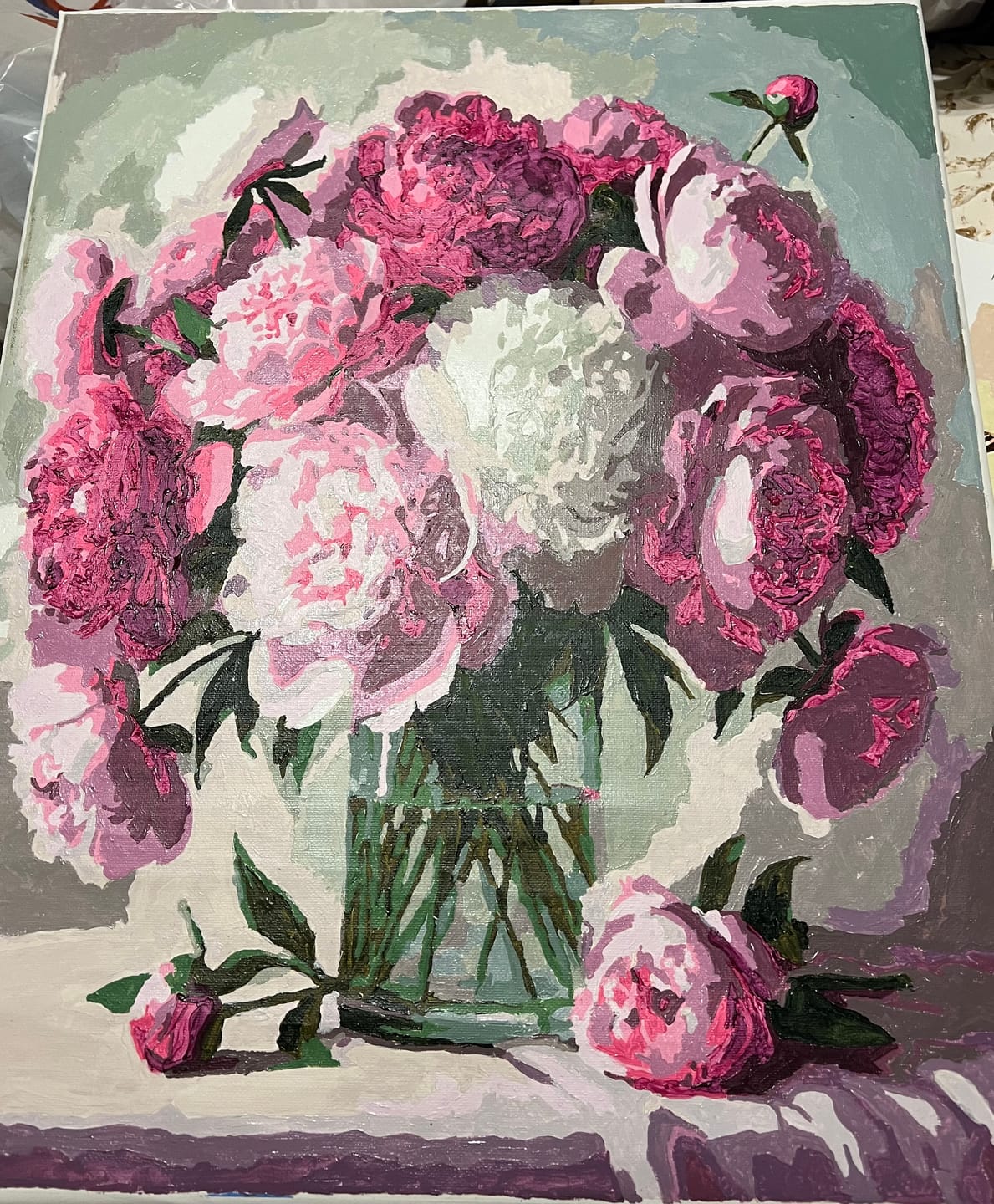 Customer photo review of Paint by Numbers - Pink Peony Bouquet