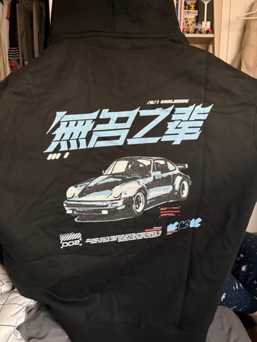 Customer photo review of Race Back Hoodie