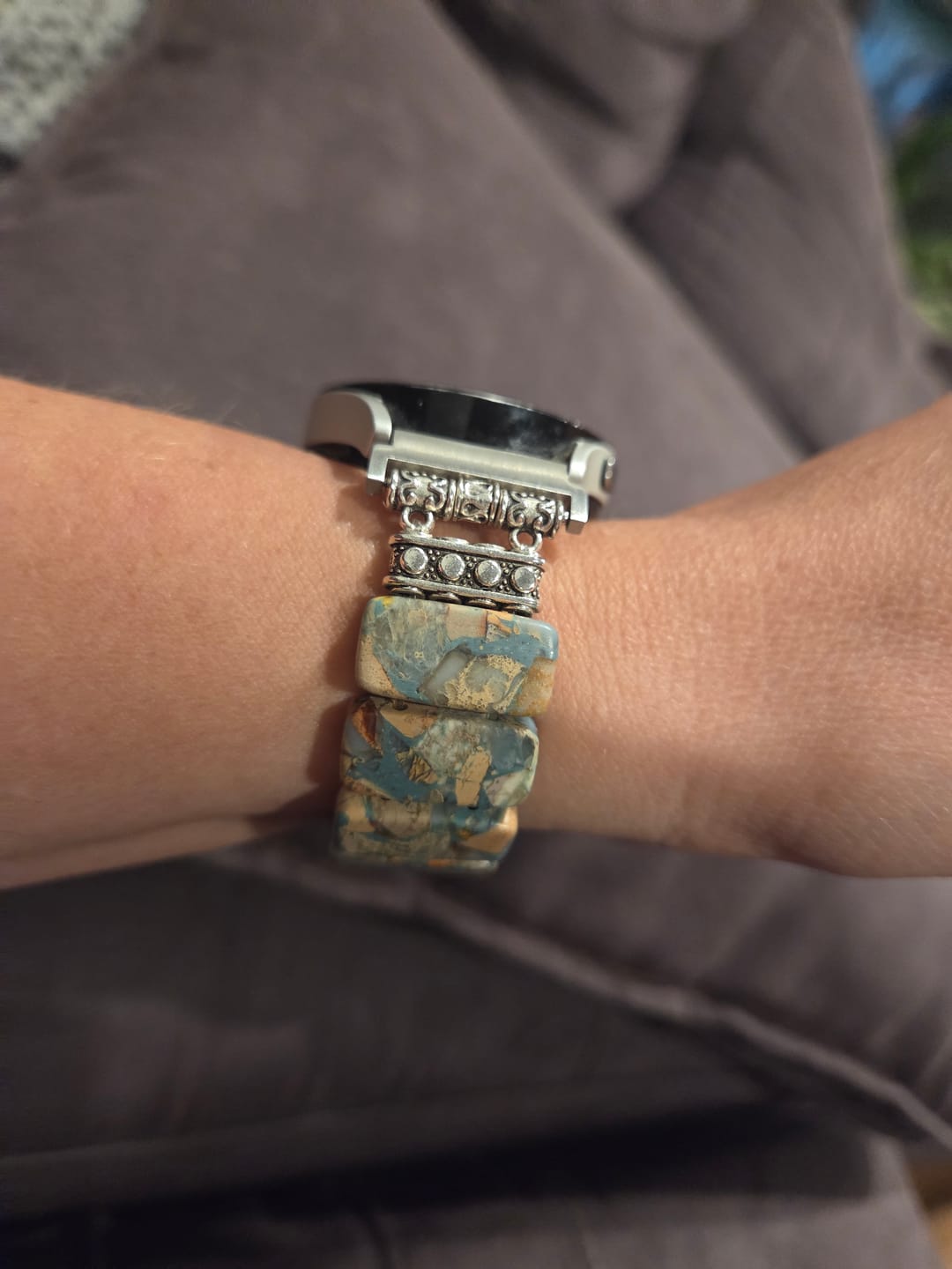 Customer photo review of Earth Tibetan Jasper Samsung Galaxy Stretch Watch Strap