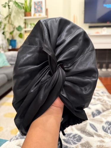 Customer photo review of Organic Silk Hair Bonnet
