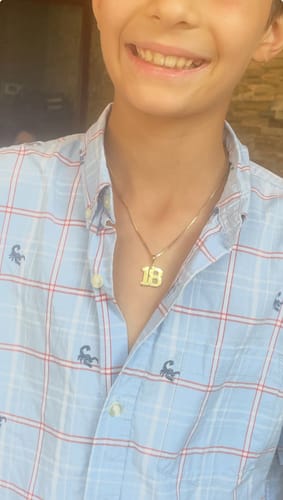 Customer photo review of Engraved Sports Number Pendant