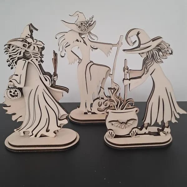 Customer photo review of Halloween witches table decoration 3 set laser cut svg file
