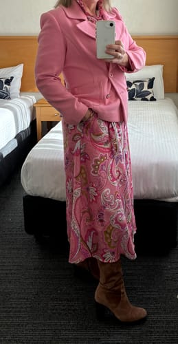 Customer photo review of Leah Paisley Dress in Pink