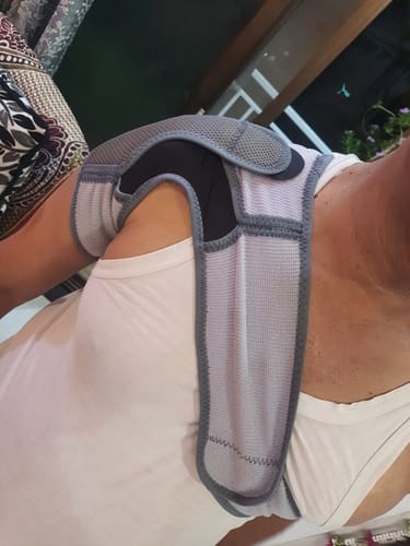 Customer photo review of Shoulder Support | Provides Moderate Support & Stability to the Shoulder to Prevent Shoulder Dislocation (Grey)