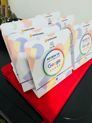 Customer photo review of Google Review Stand - RATECARDS™