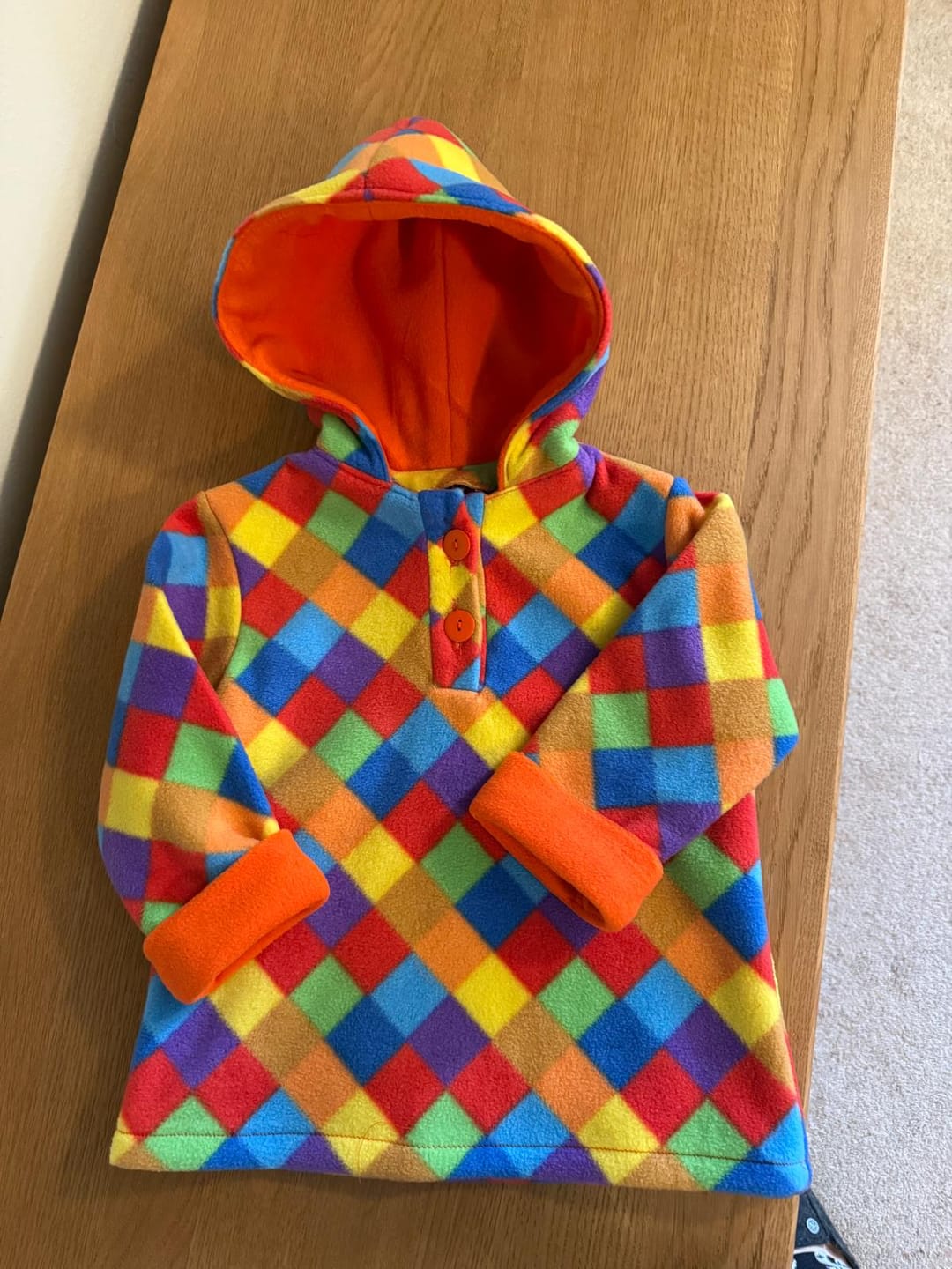 Customer photo review of Multicoloured Squares Anti Pill Polar Fleece Fabric
