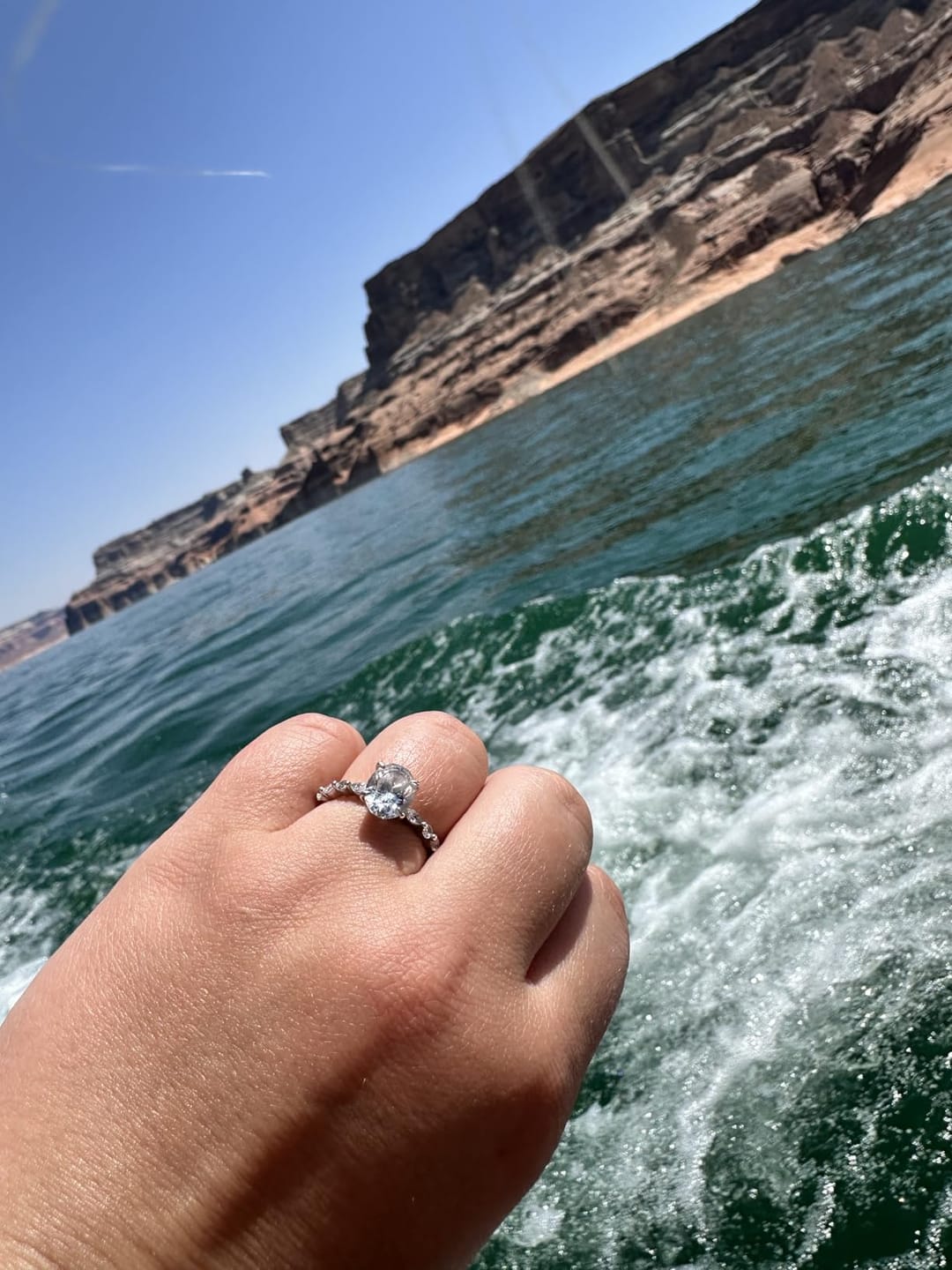 Customer photo review of 3CT Oval Cut Cubic Zirconia Promise Ring in Sterling Silver