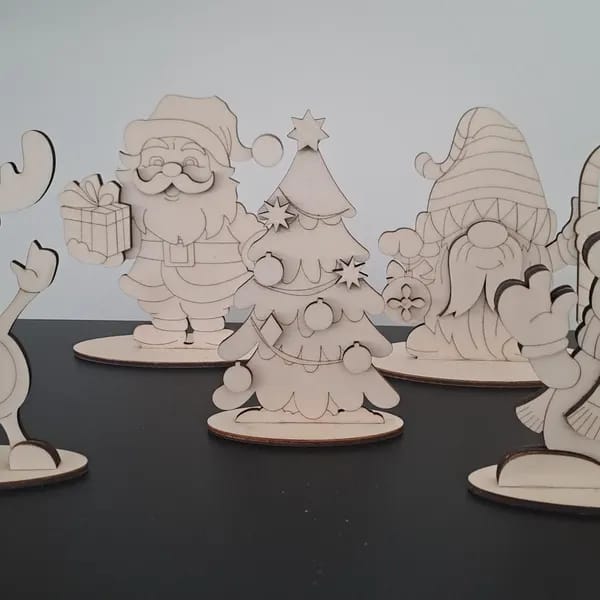 Customer photo review of Christmas standing Santa reindeer gnome table decoration laser cut svg file